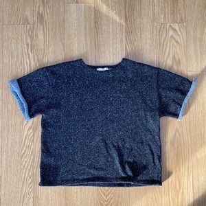 Zara Trafaluc boxy fleece short sleeve shirt